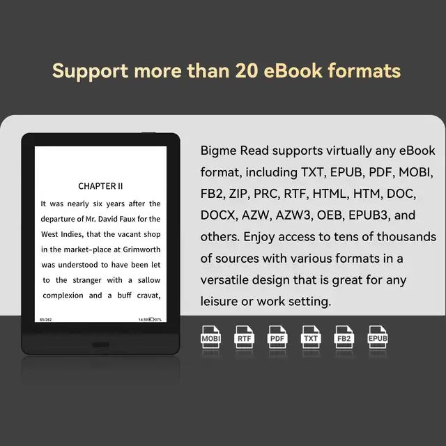 Bigme Read 6-inch e-paper book, 36-level front light, Android open system, Google Play & Kindle Supported, Mini portable ereader 5