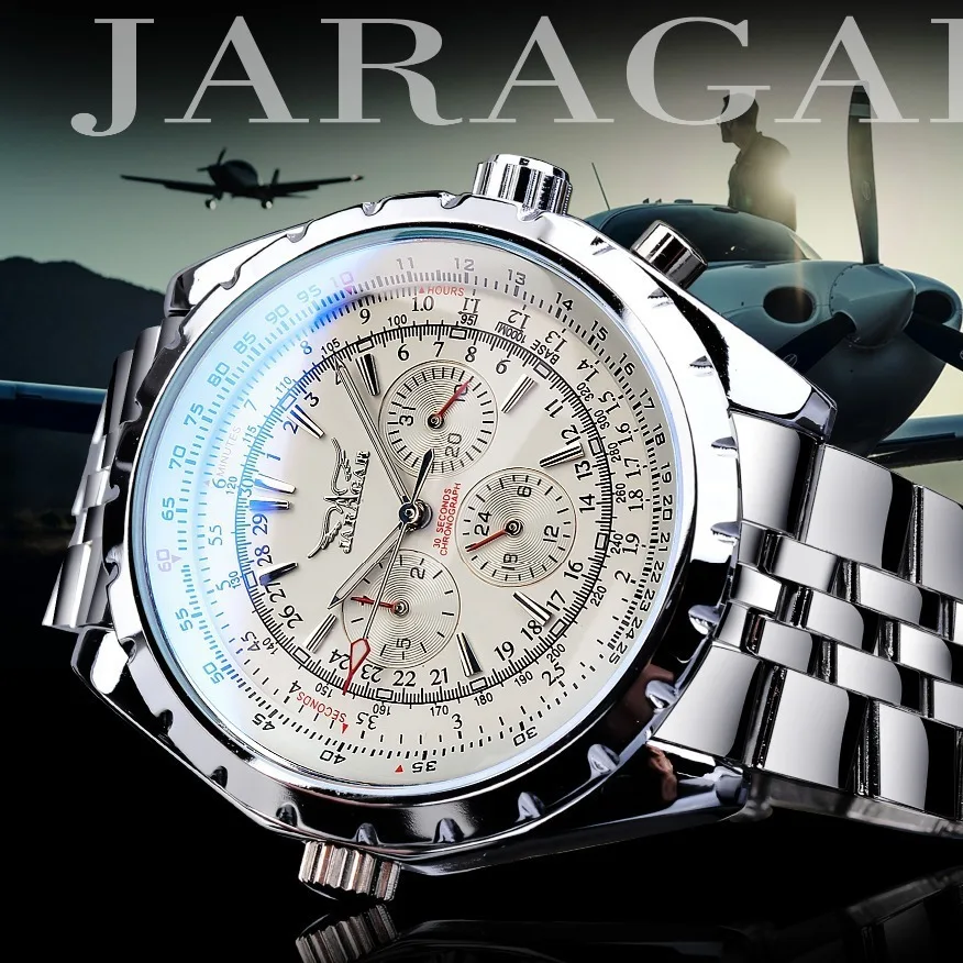 Elegant Automatic Mechanical Men's Watch with Hollow Dial and Luminous Chronograph Features