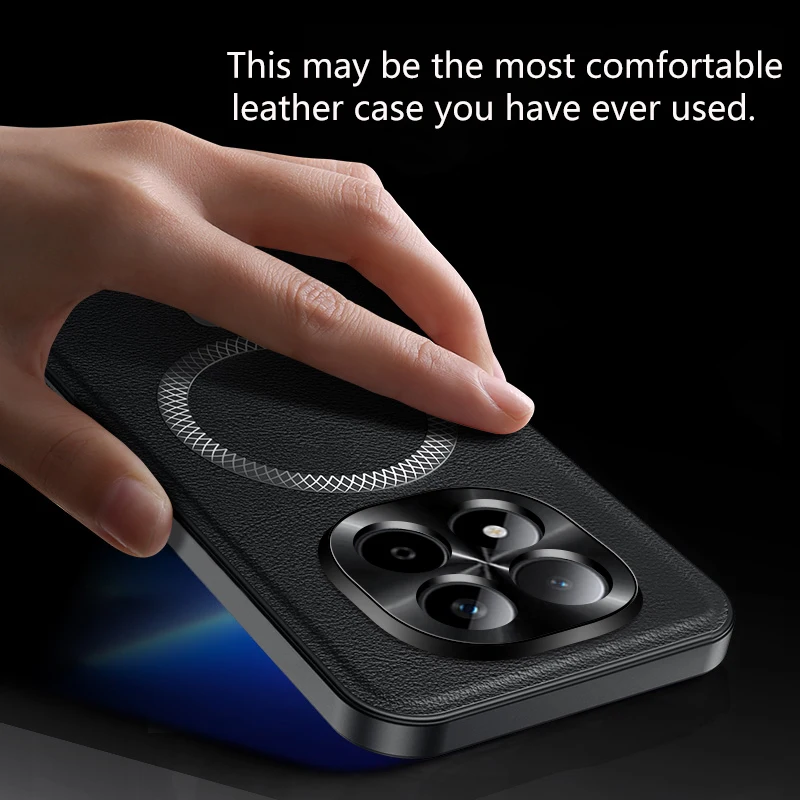Magnetic Shockproof Leather Phone Case with Metal Camera Protector