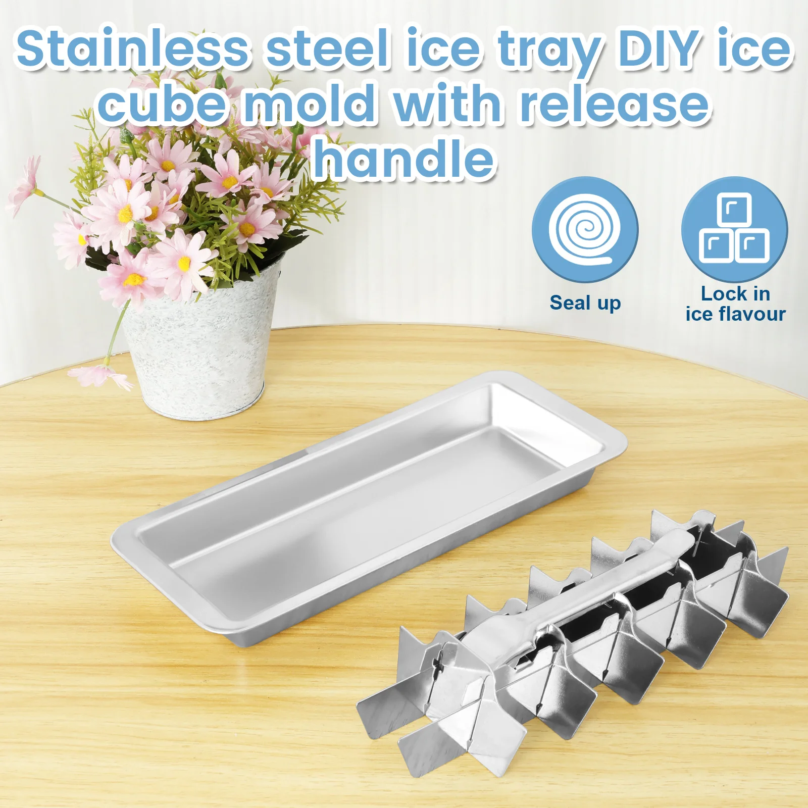 Stainless Steel Ice Cube Tray - Durable Metal Ice Maker for Parties and Daily Use