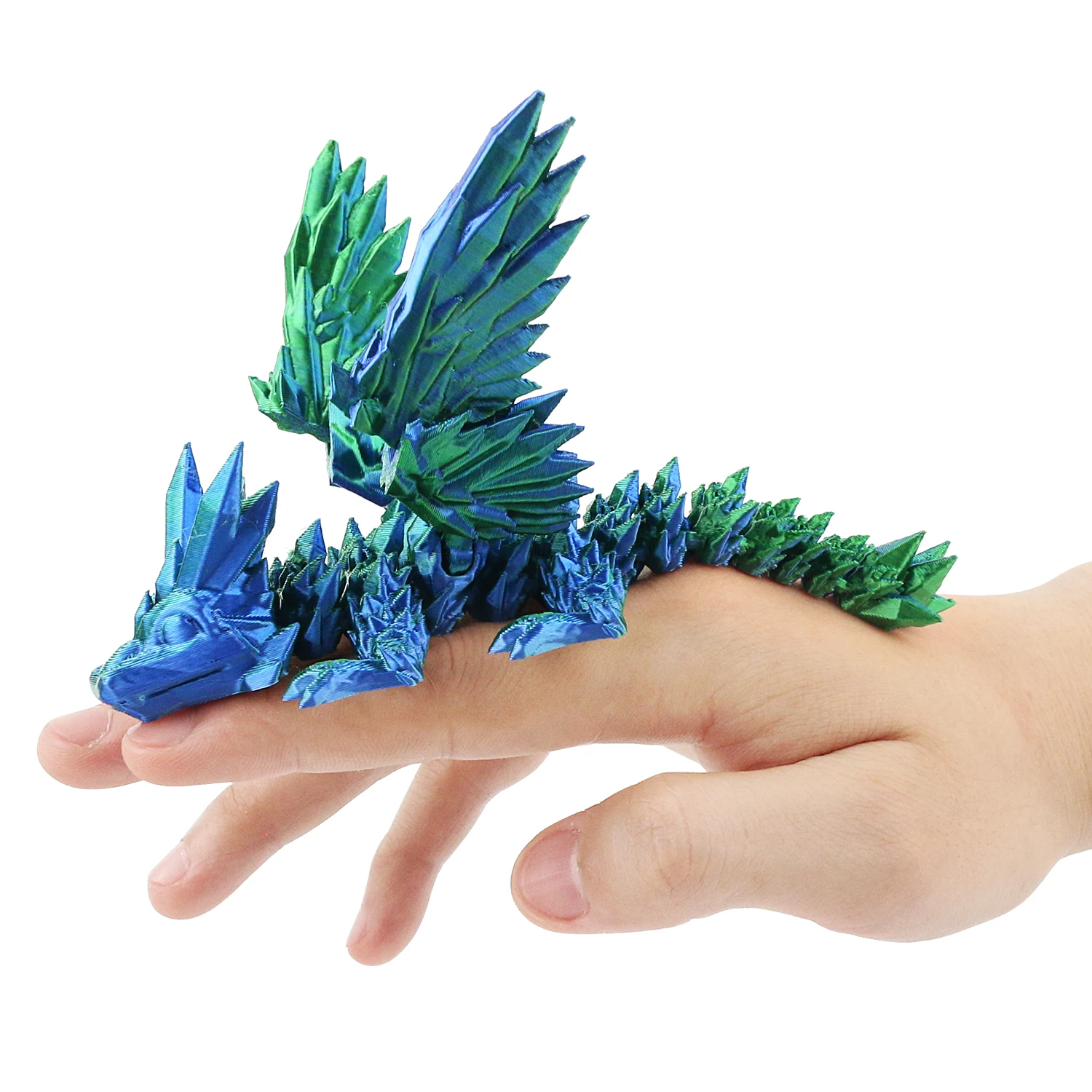 3D printed crystal flying dragon movable joint pterosaur ornament with wings, handmade children's toy 4