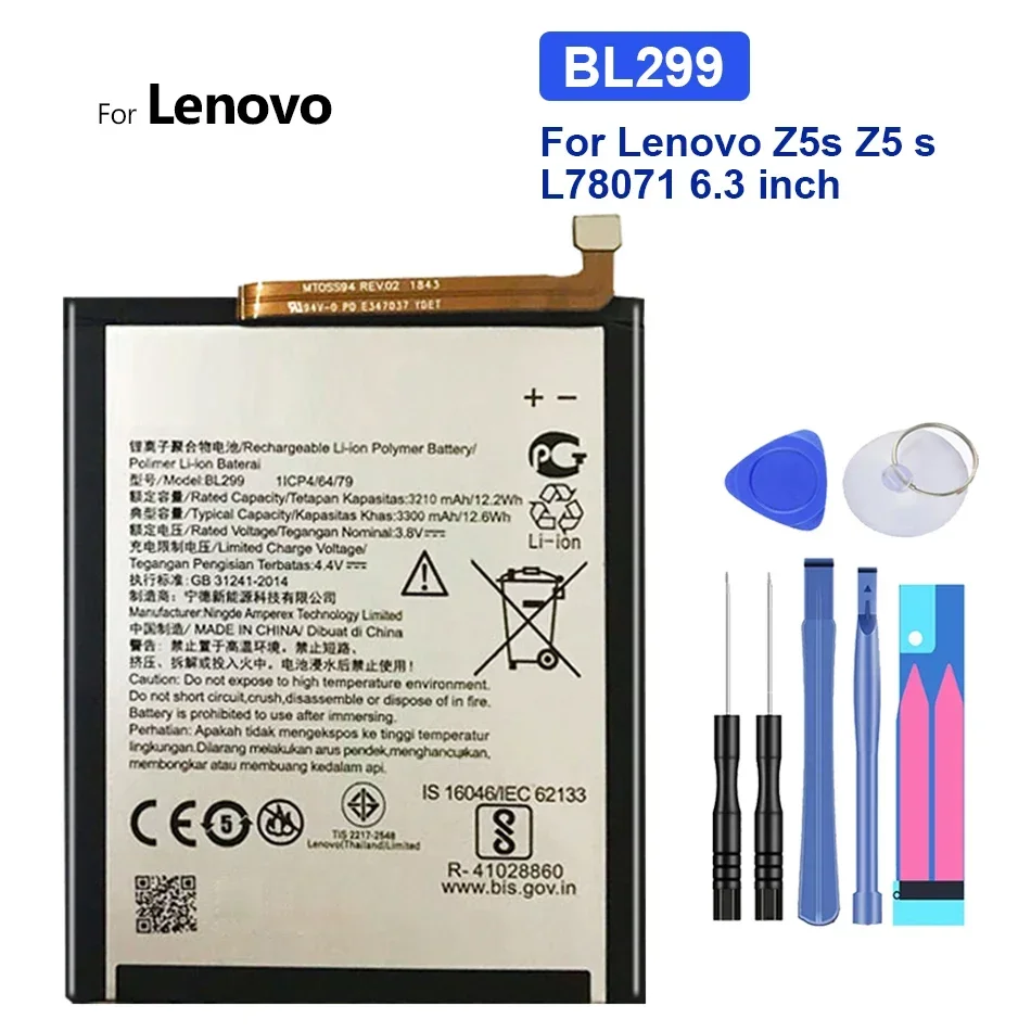 

Battery BL299 3300mAh For Lenovo Z5s Z5 s L78071 6.3 inch Bateria