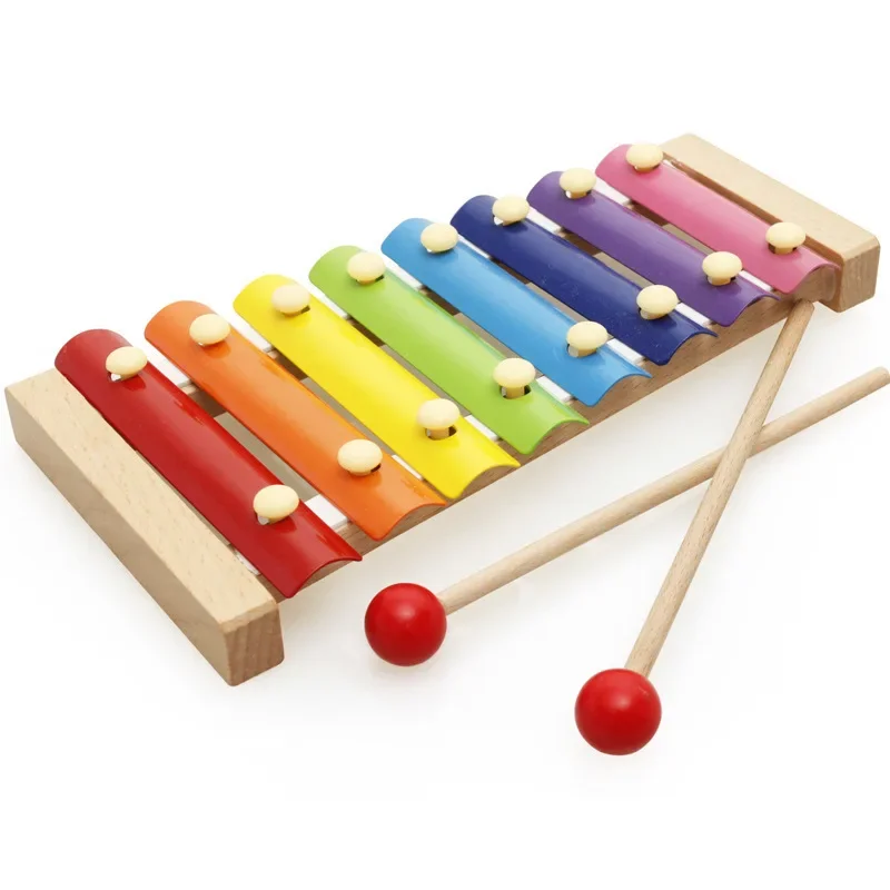 Educational Wooden Toy Children's Rainbow Tower Music Box Shape Block Matching Board Four Set Column Toy for Early Learning