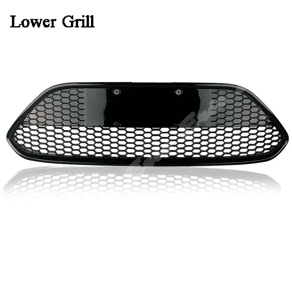 Front Lower Bumper Grille Set For Ford Focus (2012-2014) - 3 Piece Black ABS Mesh Kit 7 thumbnail image