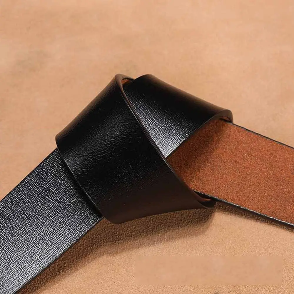 3.3/3,8 cm Rindsleder Gürtel Körper keine Schnalle für glatte automatische Nadel schnalle Gürtel riemen ohne Schnalle Männer Frauen – Detail 6
