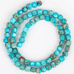 Sea Sediment Turquoise Jasper Natural Stone Beads for Jewelry Making, 5mm, 15'' Strand (Lake Blue)