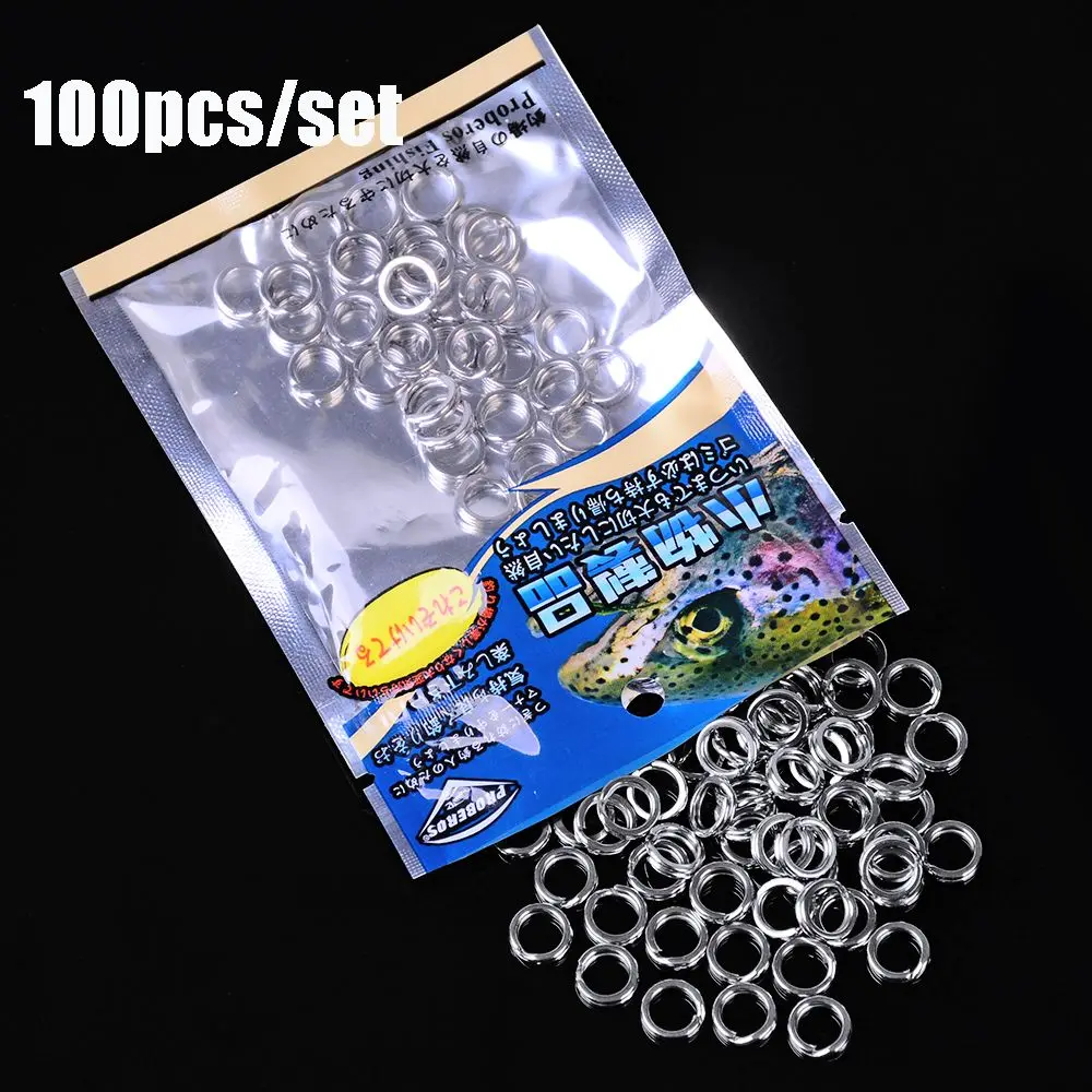 Fishing Split Rings 100pcs Stainless Steel 3#-8# for Crank Hard Bait Silver Double Loop Split Open Carp Tool Fishing Accessories