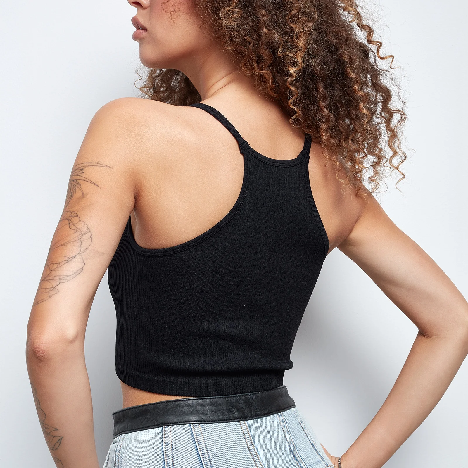 2 Pieces Women Tank Tops Sexy Going Out Sports Ribbed Summer Tops Crop Tops for Ladies Black+Pink 4