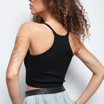 2 Pieces Women Tank Tops Sexy Going Out Sports Ribbed Summer Tops Crop Tops for Ladies Black+Pink 4