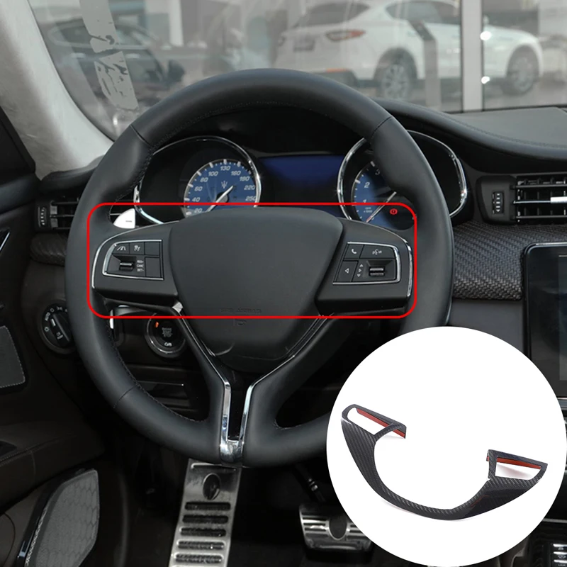 

For Maserati Levante Ghibli President Car Carbon Fiber Interior Steering Wheel Frame Decorative Panel Cover Trim Accessories