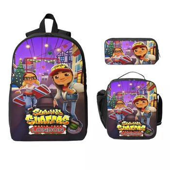 3Pcs Subway Surfers School bags Set for Boy Girl Pencil Boxes Backpack Sets with Lunch Box For School Students Daypack 1