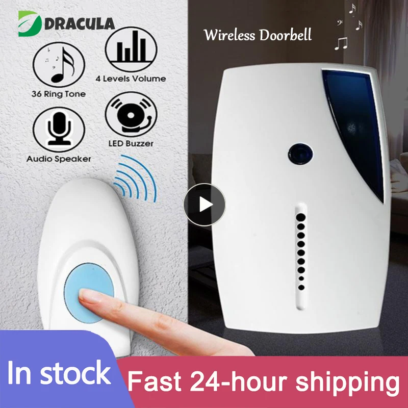 

Wireless Doorbell Welcome Bell Intelligent Home Door Bell Alarm 36 Songs Smart Wireless Bell Waterproof Button Remote Control