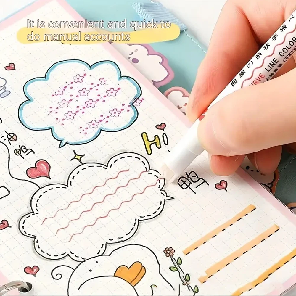 Kawaii Flower Shape Outline Highlighter Pens Curve Roller Tip Pens Marker Graffiti Pen Stationery School Gifts 3/6Pcs highlighter marker highlighter pen marker pen