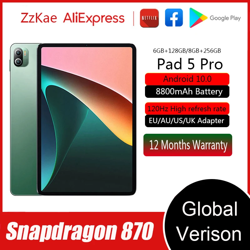 World Premiere Pad 5 Pro Android Tablet Snapdragon 870 Tablets 120hz
