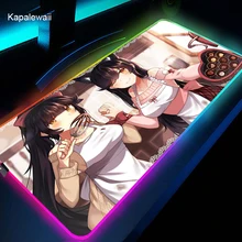 Japna anime azur lane rgb led backlit borracha gaming mouse pad hub pc 4 em 1 usb lol csgo computador mousepad macio esteira de mesa