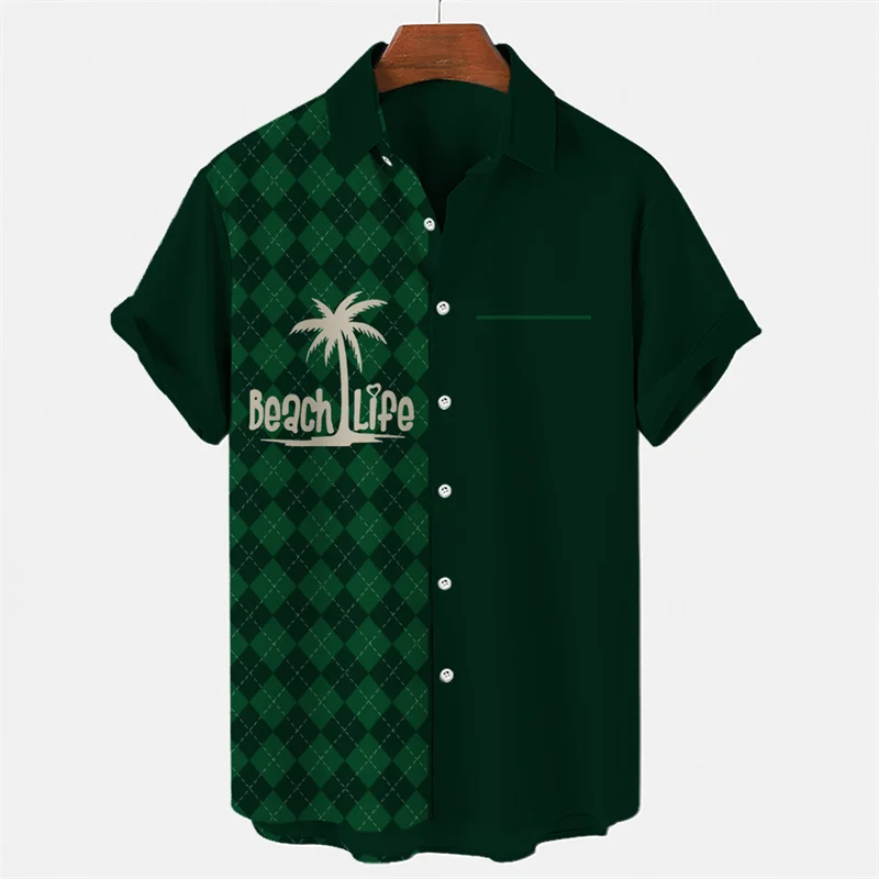 thumbnail image 1 of Camisas para hombre, ropa hawaiana, camisa informal con estampado de árbol de coco en 3D, ropa para mujer, camisa de un solo pecho, blusas con solapa 6XL, 1 of 5