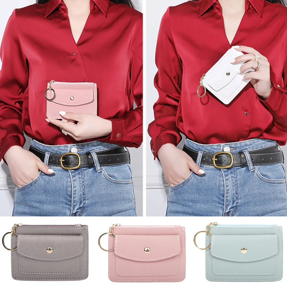 

Women Simple Wallets Leather Female Purse Mini zipper Solid Multi-Cards Holder Coin Short Wallets Slim Small Wallet Zipper Hasp