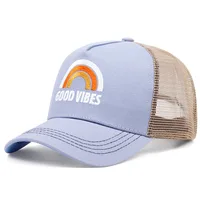 New GOOD VIBES Rainbow Embroidery Baseball Hat Men Women Hip Hop Snapback Trucker Cap Outdoor Mesh Breathable Sunscreen Hats 1