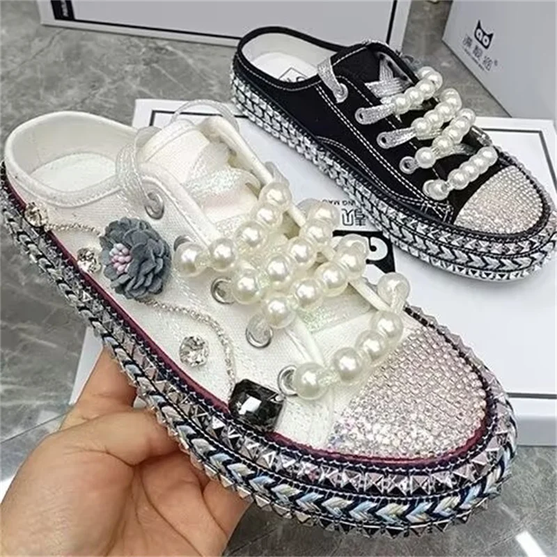 

Женские холщовые кроссовки с заклепками, Размеры 35-40