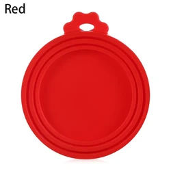 Versatile Reusable Silicone Pet Food Can Lid - Triple Size Seal Cover (Red)