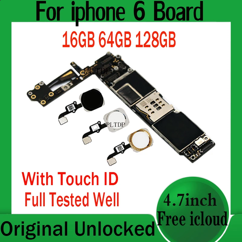 Senza Account Id Per Scheda Madre Iphone 6 Da 4.7 Pollici 16Gb 64Gb 128Gb Con Touch Id/Senza Touch Id Scheda Madre Sbloccata Originale
