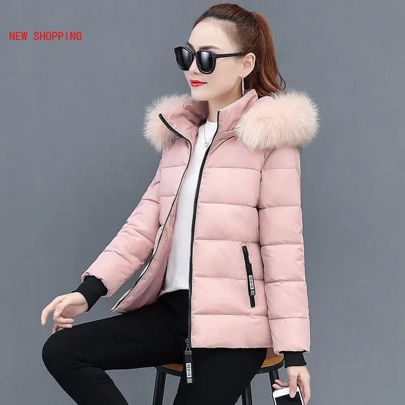 2024 New Fashion Winter Parkas Women Jacket Fur Collar Hooded Basic Coat Thicken Female Jacket Warm Cotton Padded Outwear XL
