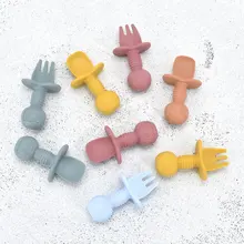 

2Pcs/Set Baby Spoon Silicone Teether Toy Cute Panda Shape Learning Feeding Set Scoop Training Utensils Newborn Toddler Tableware