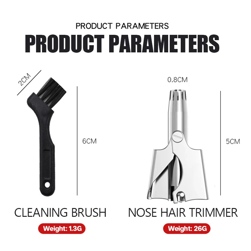 Manual Nose Hair Trimmer for Man WomanTrimmer for Nose,Ear,Moustache and Whiskers Hair Stainless Steel with Brush Nasal Clippers
