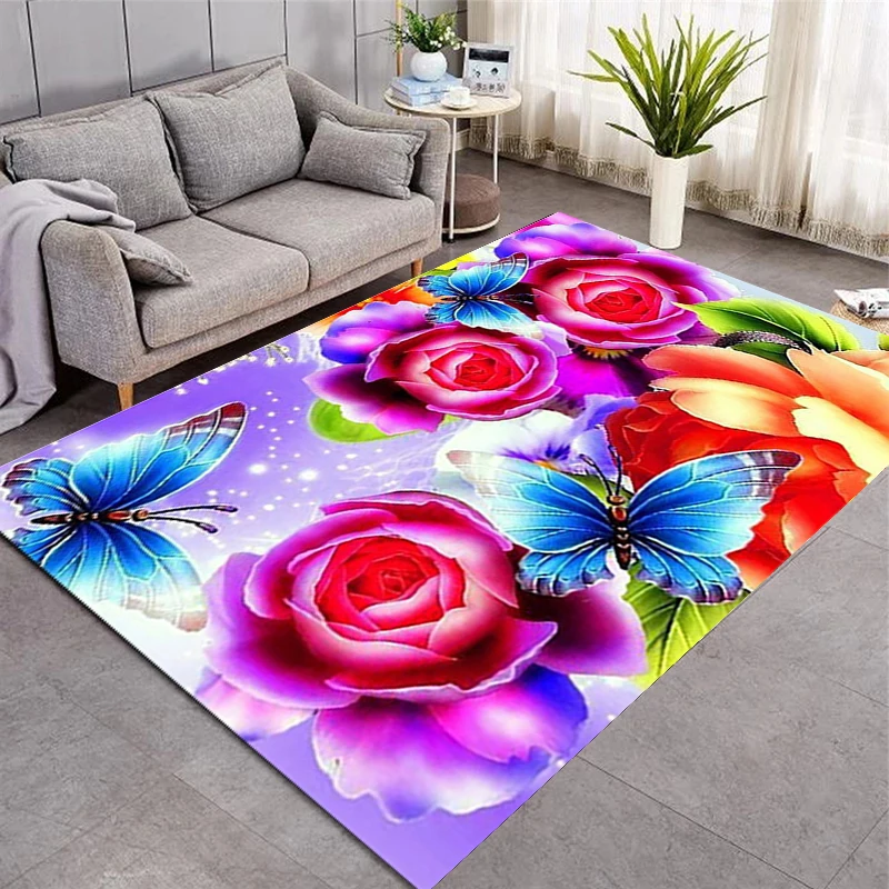 RUGMRZ Cuadros Habitacion Juvenil Alfombra Gris Flor Amarilla Mariposa  decoración Super Suave sin decoloración Alfombra para Silla Gaming 80X150CM