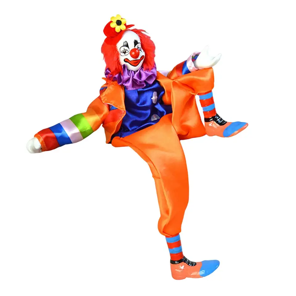 Bambola Pagliaccio In Porcellana 18 Cm – Collezione Fine, Fatta A Mano, Perfetta Per Halloween E Decorazioni