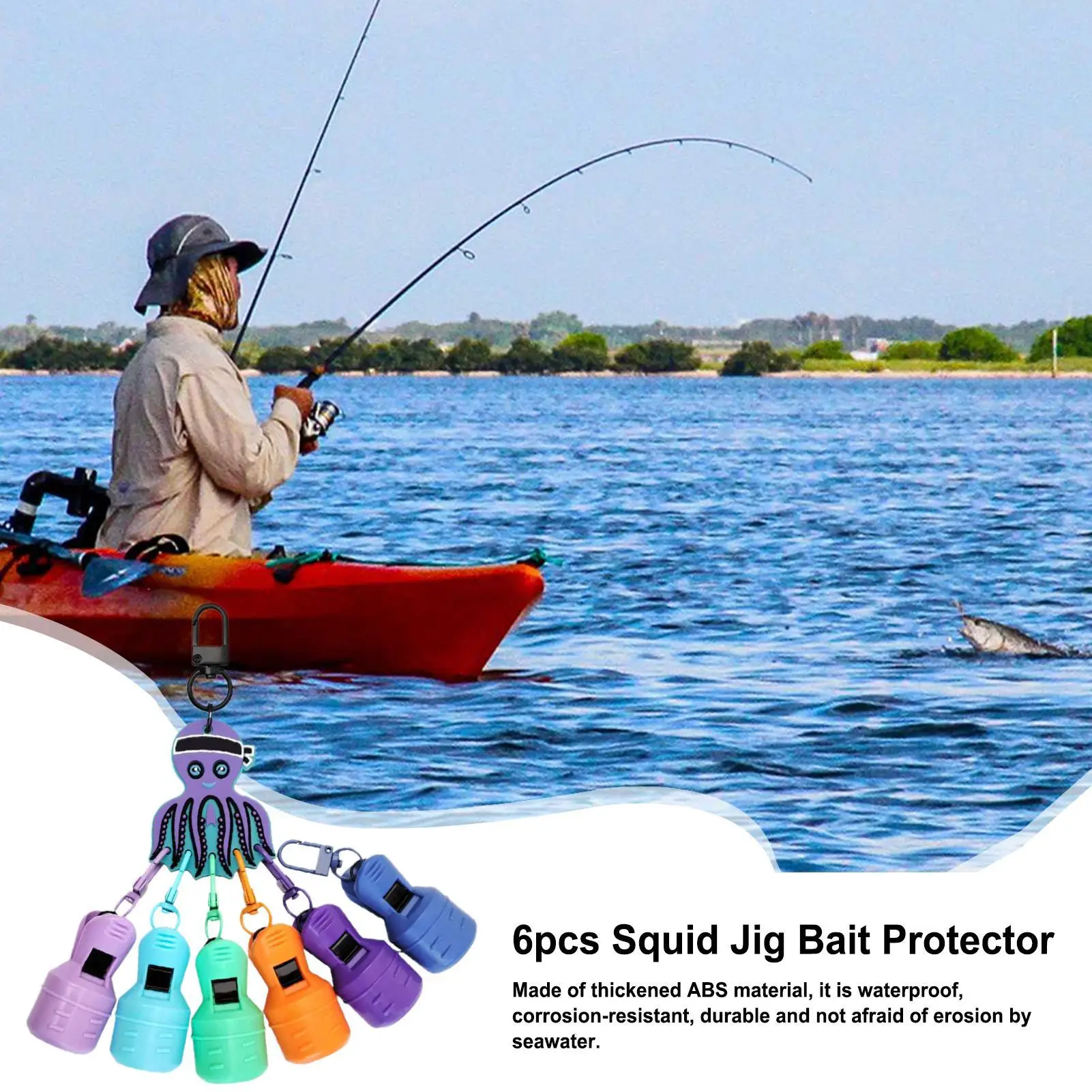 Covers For Fishing Hooks Squid Jig Bait Protector 6 Pieces Waterproof Squid Bait Protector For Boat Tournament Preparation