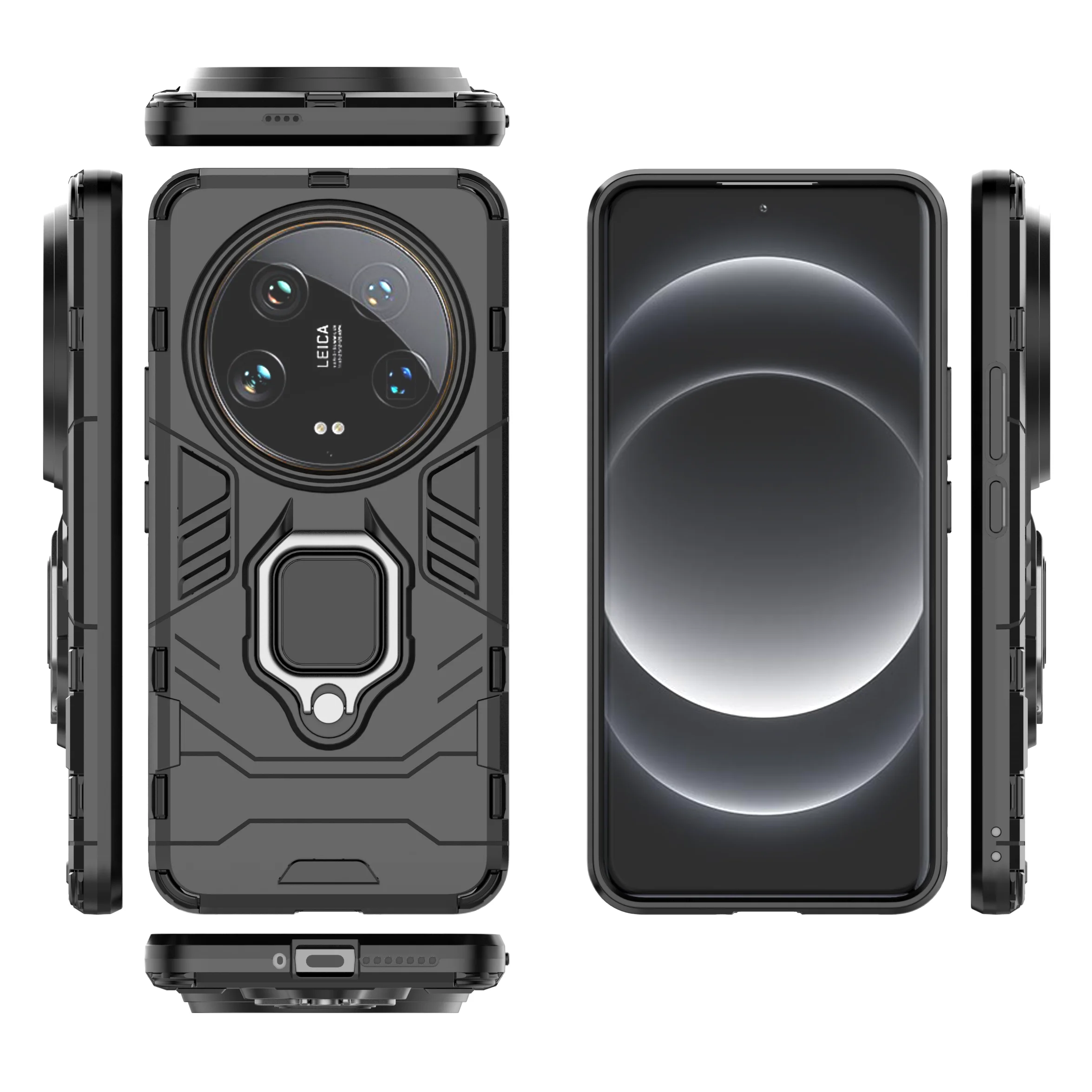 Durable Armor Shockproof Case with Metal Ring Stand & Bumper Protection