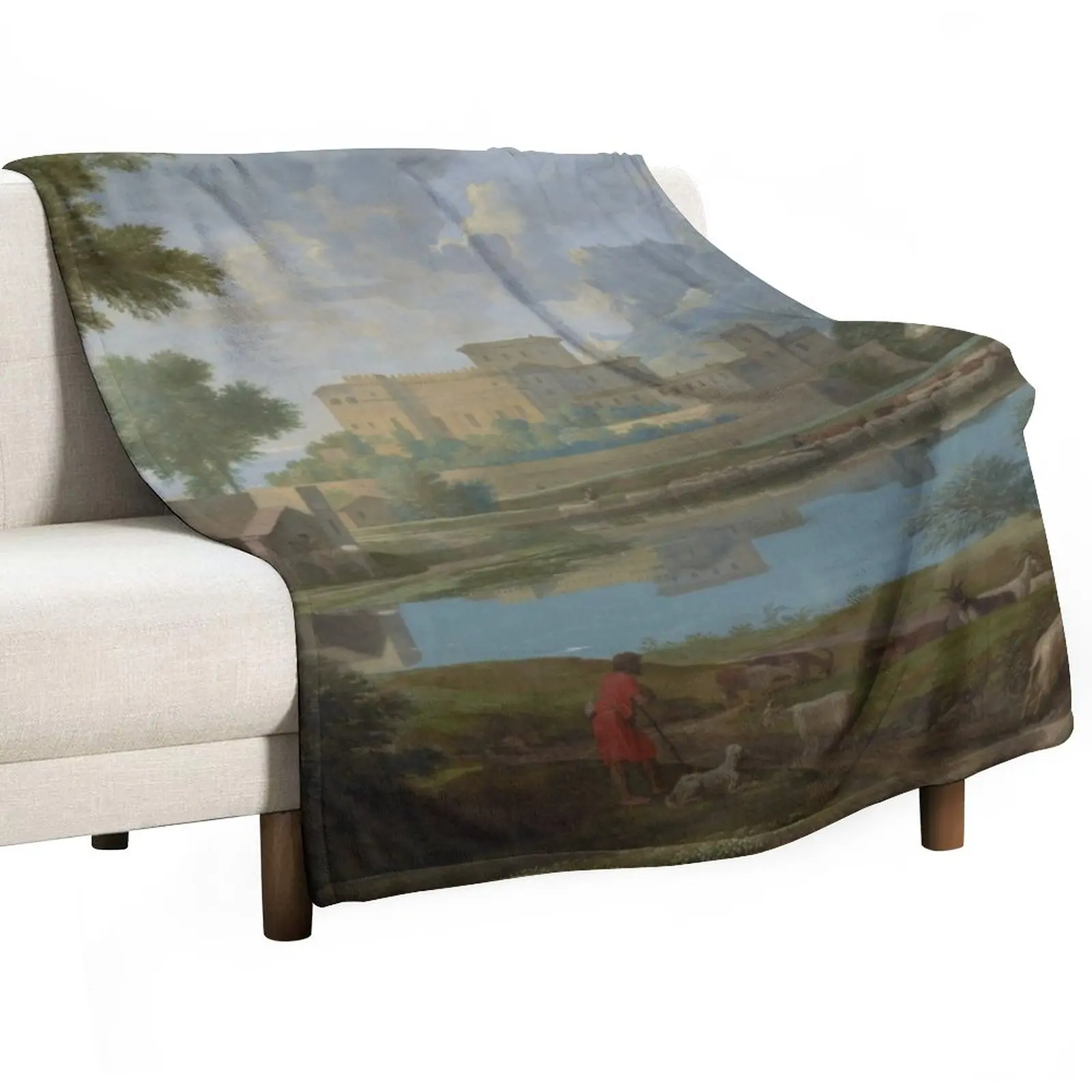 

New Landscape with a Calm (Un Tem[p]s calme et serein) - Nicolas Poussin Throw Blanket Cute Blanket Camping Blanket Blanket Sofa
