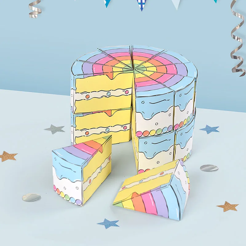 Boîte-cadeau triangulaire en papier en forme de gâteau, 10/20 pièces, biscuits, bonbons, cadeaux de réception-cadeau pour bébé, friandises pour fête d'anniversaire pour enfants, boîtes d'emballage pour desserts