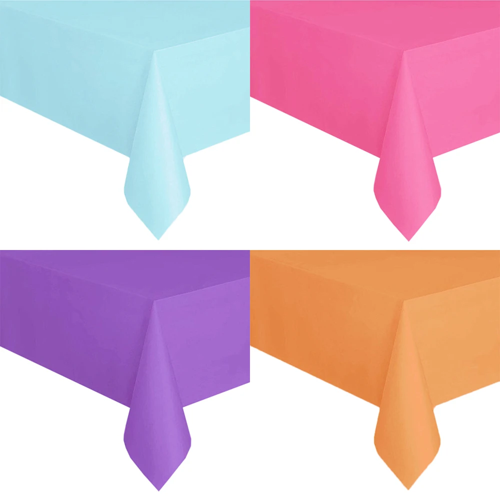 Disposable Tablecloth White Black Pink Gold Table Cover Plastic Birthday Wedding Table Cloth Party Dining Table Decoration Favor