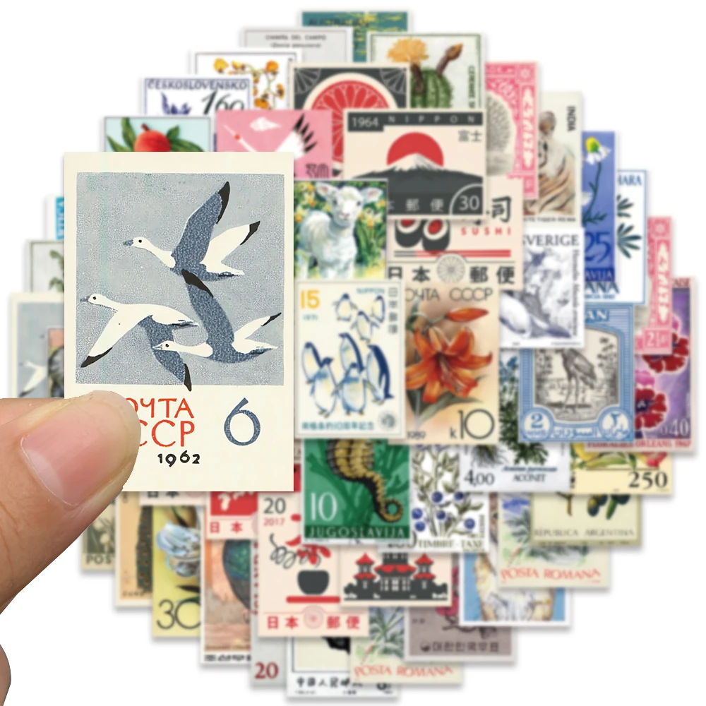 50pcs Vinyl Laptop Decals Aesthetic Retro Cartoon Stamp Style Stickers, Waterproof Graf... - SKU VLD01954 - UGI Packaging