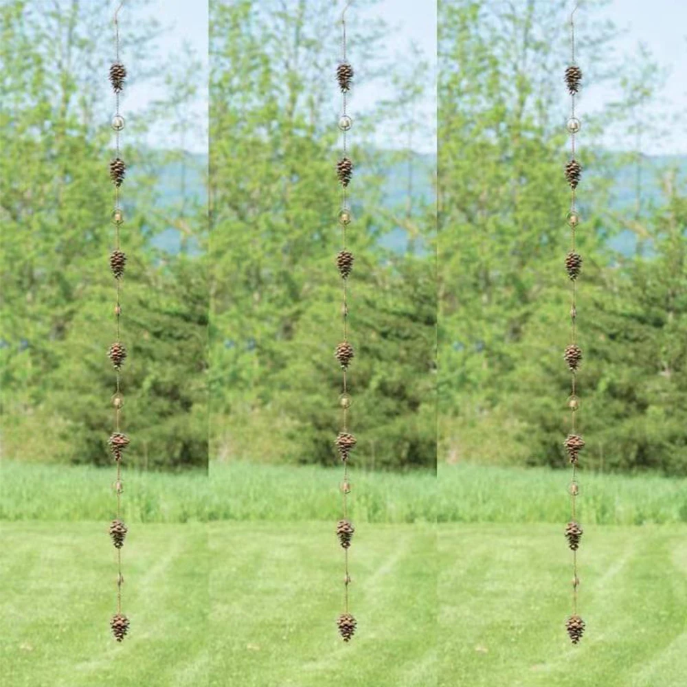 Pine Fruit Wind Chime Pine Cone Rain Chain Ornament Metal Outdoor Garden Wind Chime Decoration pine fruit wind chime