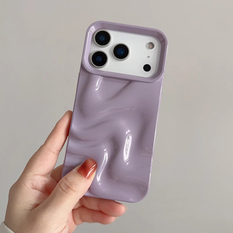 Elegant 3D Glossy Wine Red Wavy Texture Phone Case