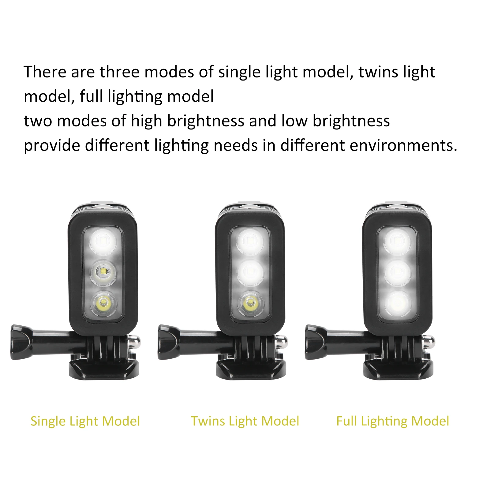 Lampe LED Plongée 45m Etanche pour GoPro Hero 4/5/6