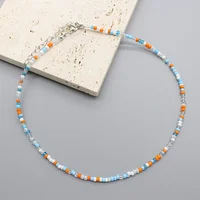 Collier ras du cou en perles de rocaille simples pour femmes, breloque de mode coréenne colorée faite à la main, style Boho, chaîne de cou, bijoux cadeau 4
