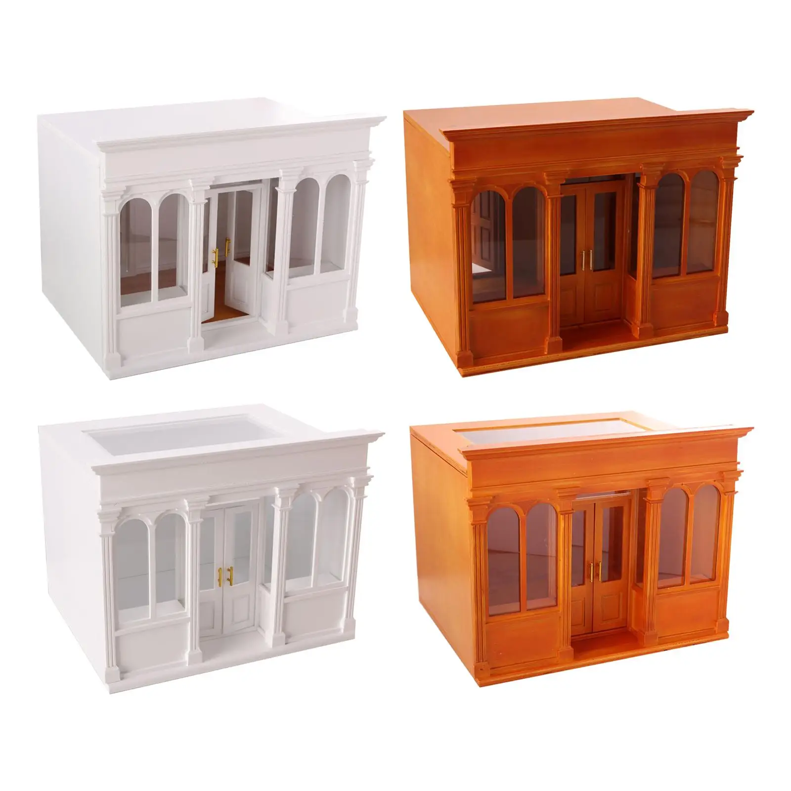 

1/12 Dollhouse Mini Wooden House Furniture Handmade Doll House Toy with Double Opening Door for Fairy Garden Pretend Toy