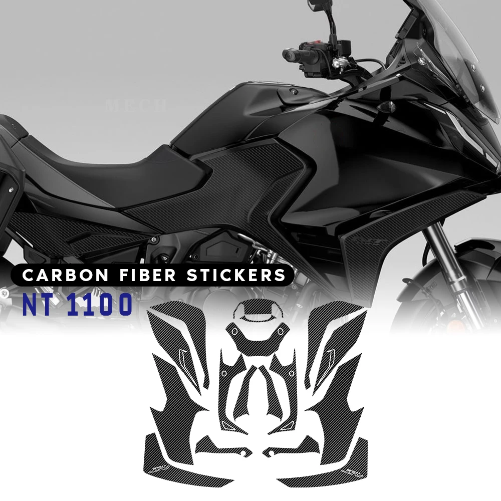 Motorcycle Fuel Tank Pad Handguard Carbon Fiber Pattern Stickers Decal screen film For HONDA NT1100 NT 1100