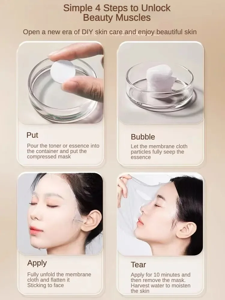 20/30/50/100 Pure cotton compressed mask paper Moisturizing DIY facial mask paper  Beauty salon spa mask  Individual package 5