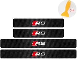 4 - Piece Carbon Fiber Car Door Sill Protector Stickers (For RS black)