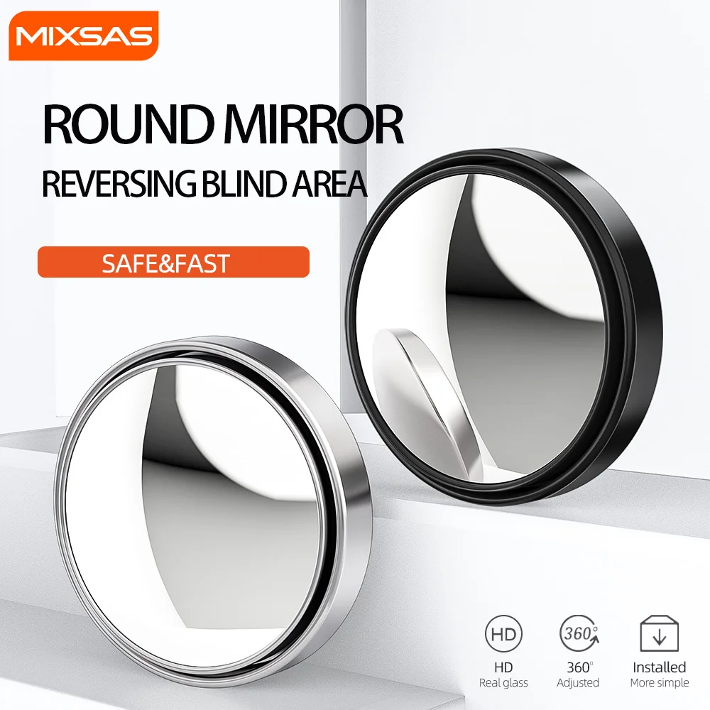 

MIXSAS Car Small Round Rear View Mirror 024 Auto Rearview Auxiliary Parking HD Glass Refuse Blind Area Safety Vehicle Supplies