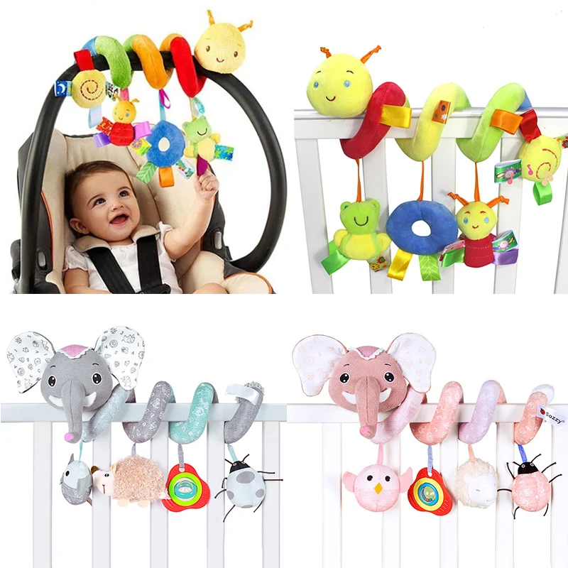 

Cute Stuffed Animal Crib Rattles For Babies 0 12 Months Infant Activity Spiral Plush Toy Hanging Stroller Toys Baby Plush Rattle
