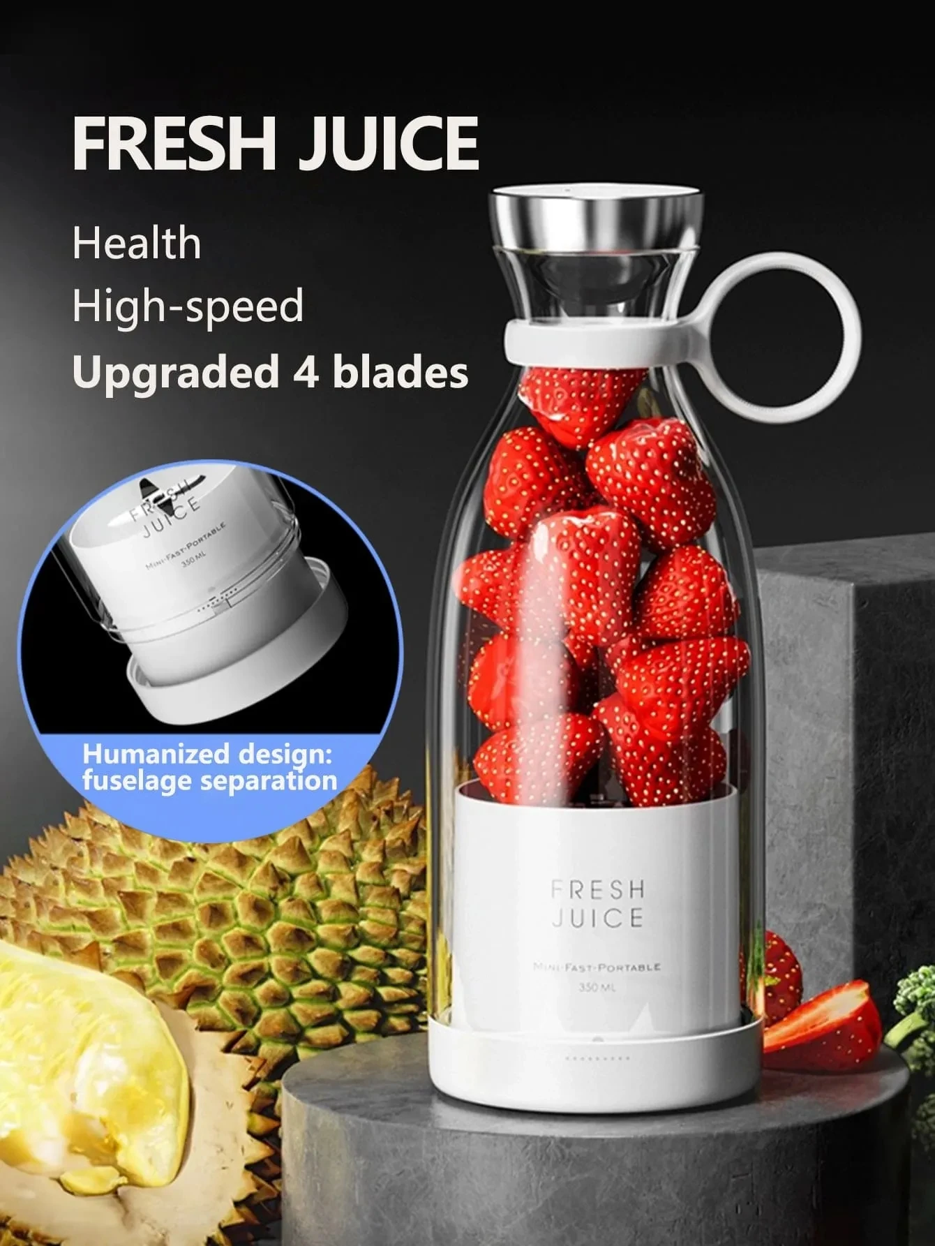 WirelessCharging4BladesElectricJuicerMiniPortableBlenderFruitMixersExtractors