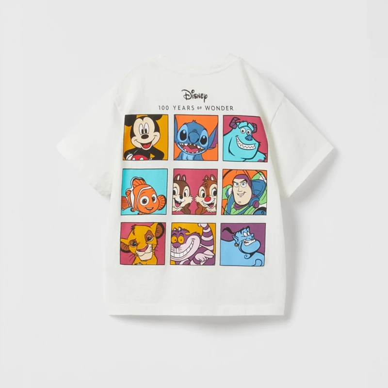 1-7 Year Children's Clothes Cute Disney Printed Cartoon T-shirt Tops Loose Casual Kids Short Sleeve Tees Baby Girl Boy Clothing cotton t shirt stitch t shirt t shirt set girls tee shirt girls t shirt t shirt kids t shirt