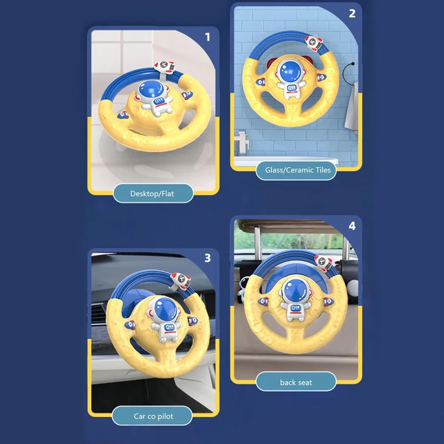 Montessori Kids Steering Wheel Toy Lighted 360-Degree Rotatable Steering Wheel Vocal Toys Musical Driving Toy Sensory Toys With 4