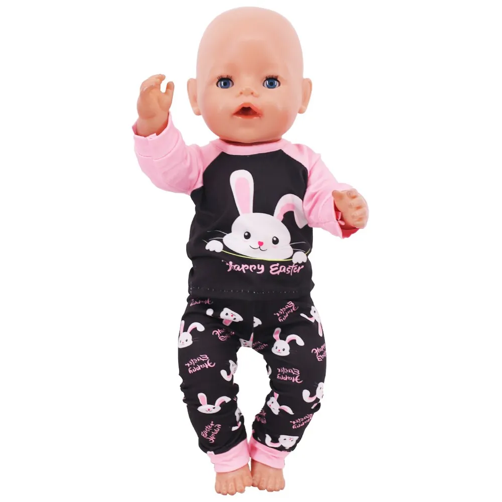 Handmade Crew Neck Pajamas For 18Inch American Doll Accessory Girl 43 cm Baby Born Clothes 43 cm Doll Accessories Our Generation 3